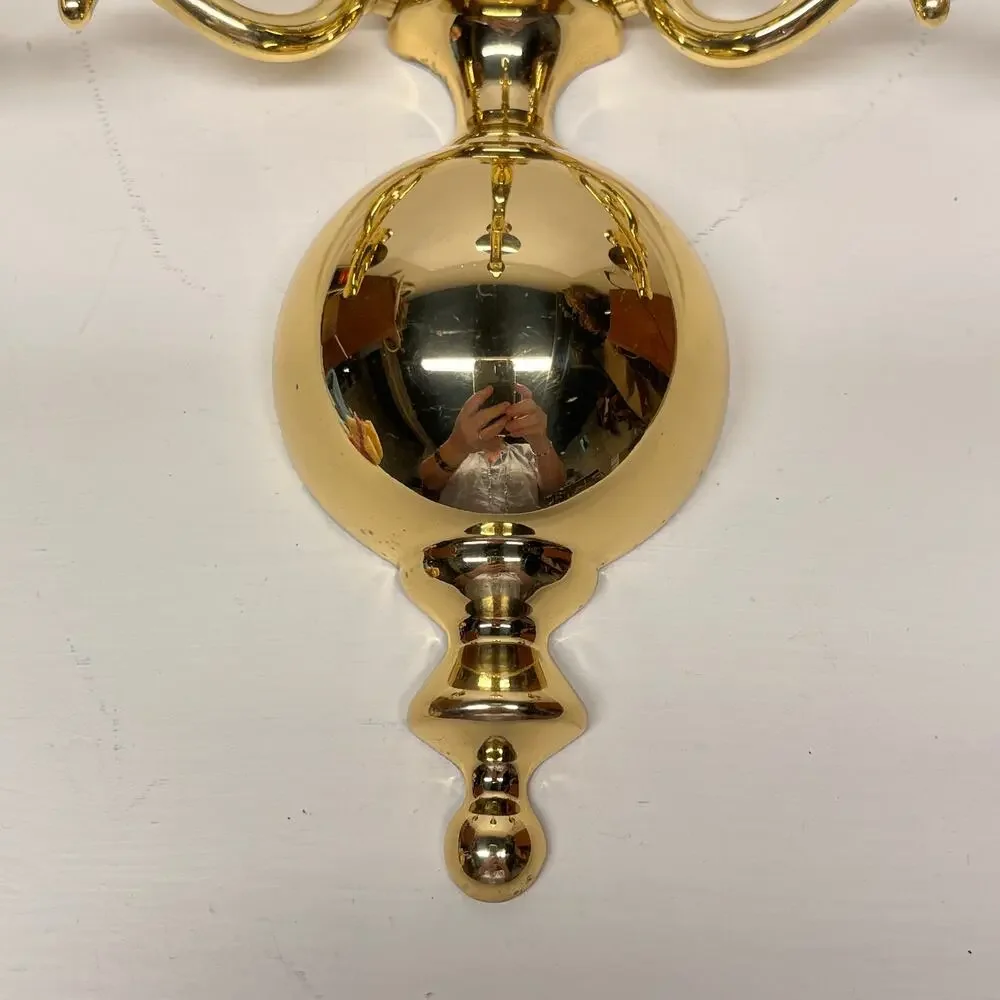 Three Arm Solid Brass Candle Holder Wall Sconce